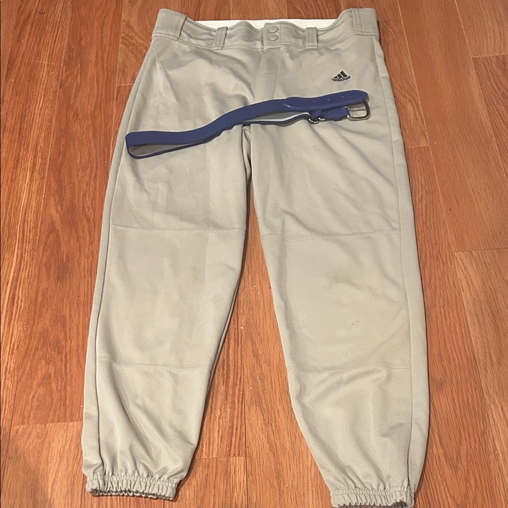 Adidas Light Gray Pants with Navy Belt